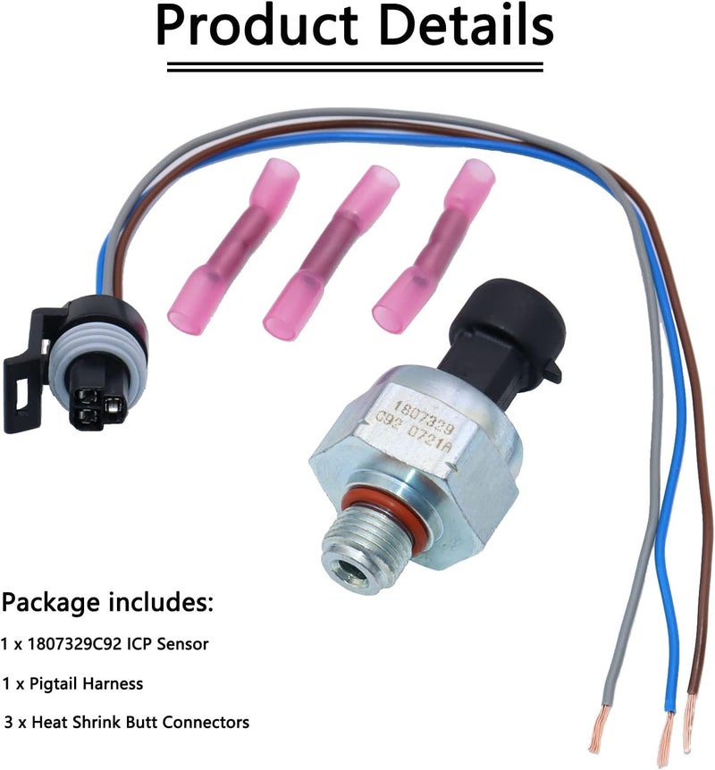 KEJSTED 7.3 ICP Injection Control Pressure Sensor & Pigtail Kit Compatible with Ford Powerstroke 7.3L Diesel ICP102 1807329C92 F6TZ-9F838-A F4TZ9F838A F6TZ9F838A CM5227 112841 - Image 5